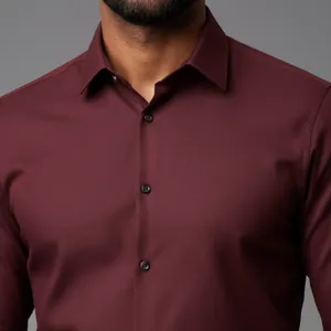 Detalle de nuestra imagen IA: Camisa granate lisa