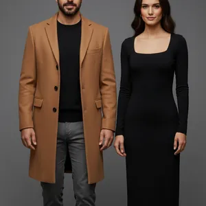 Detail of our AI image: Camel wool-blend coat